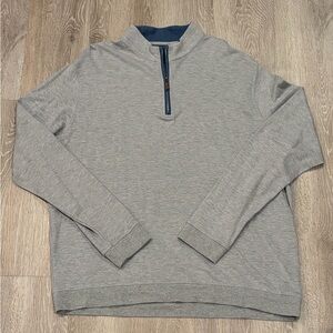 Johnnie-O Sully Quarter Zip Pullover Mens 2XL XXL Light Grey Sweater Golf Shirt
